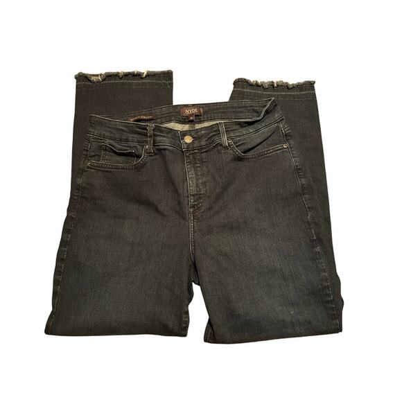 NYDJ Marilyn Straight Dark Wash Distressed Jean Sz 12 - Picture 1 of 3